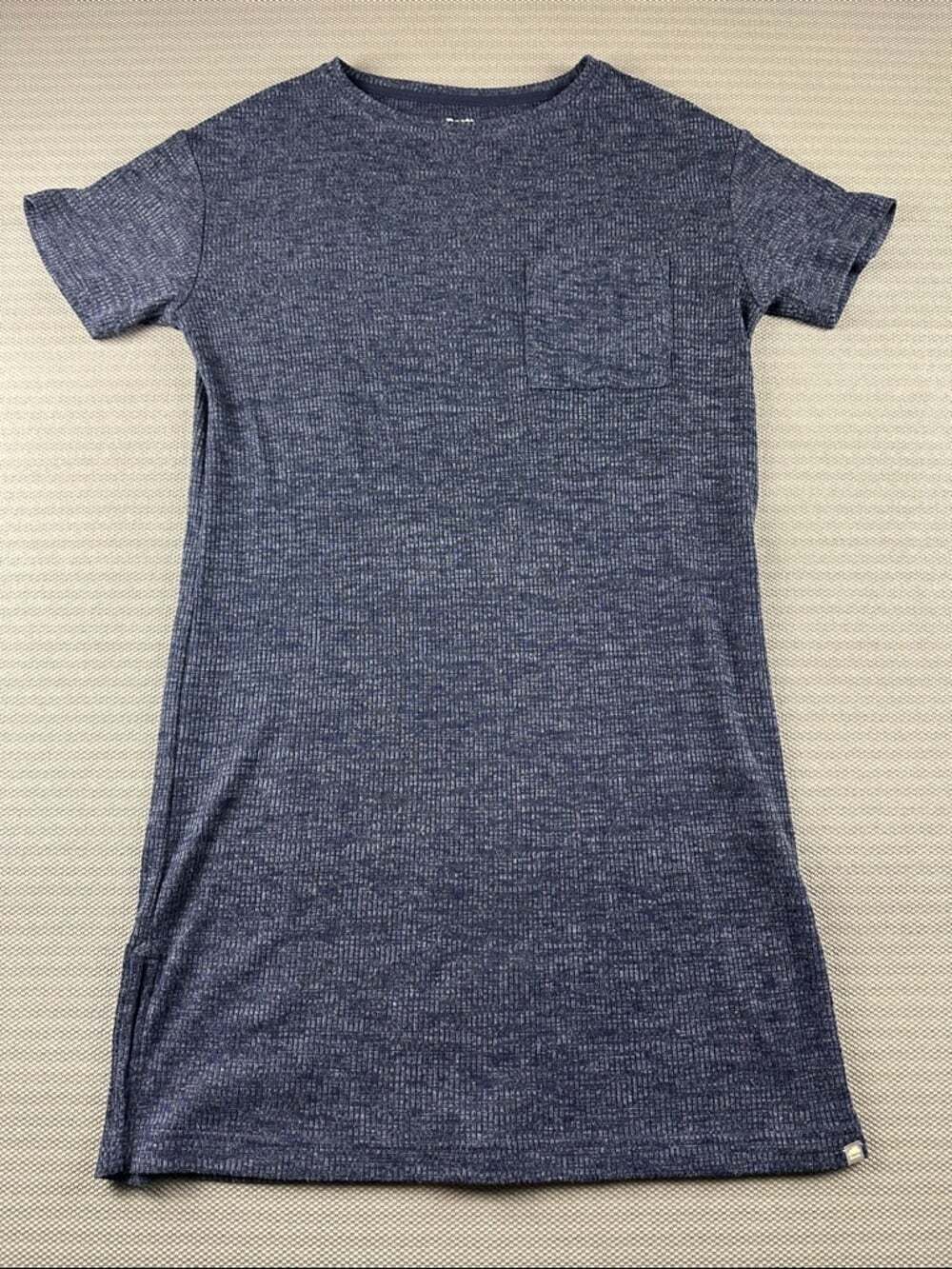 Roots Navy Heathered Short-Sleeve Pocket Mini Dress Size Medium